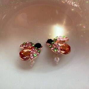 NEW! Anthropologie Crystal Rose Gold Ladybug Earrings